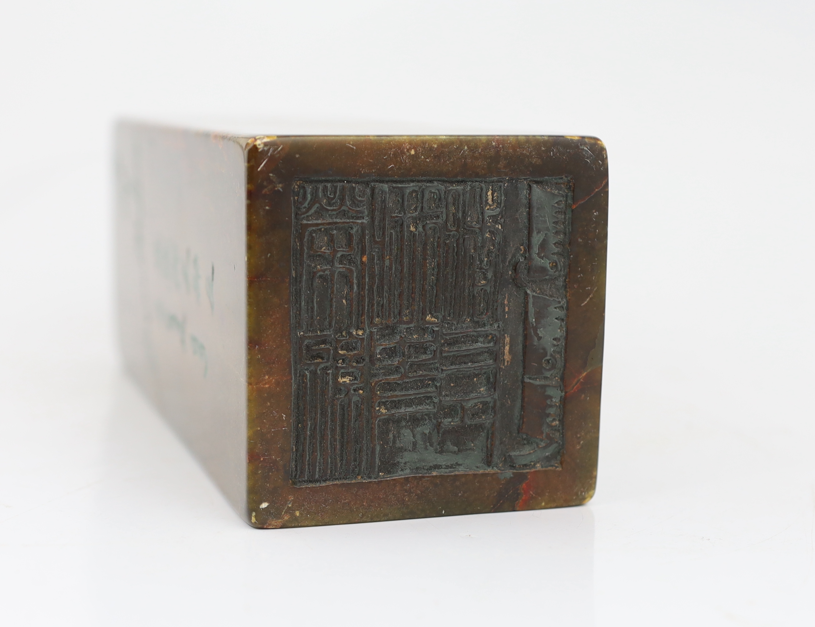 A large Chinese soapstone seal